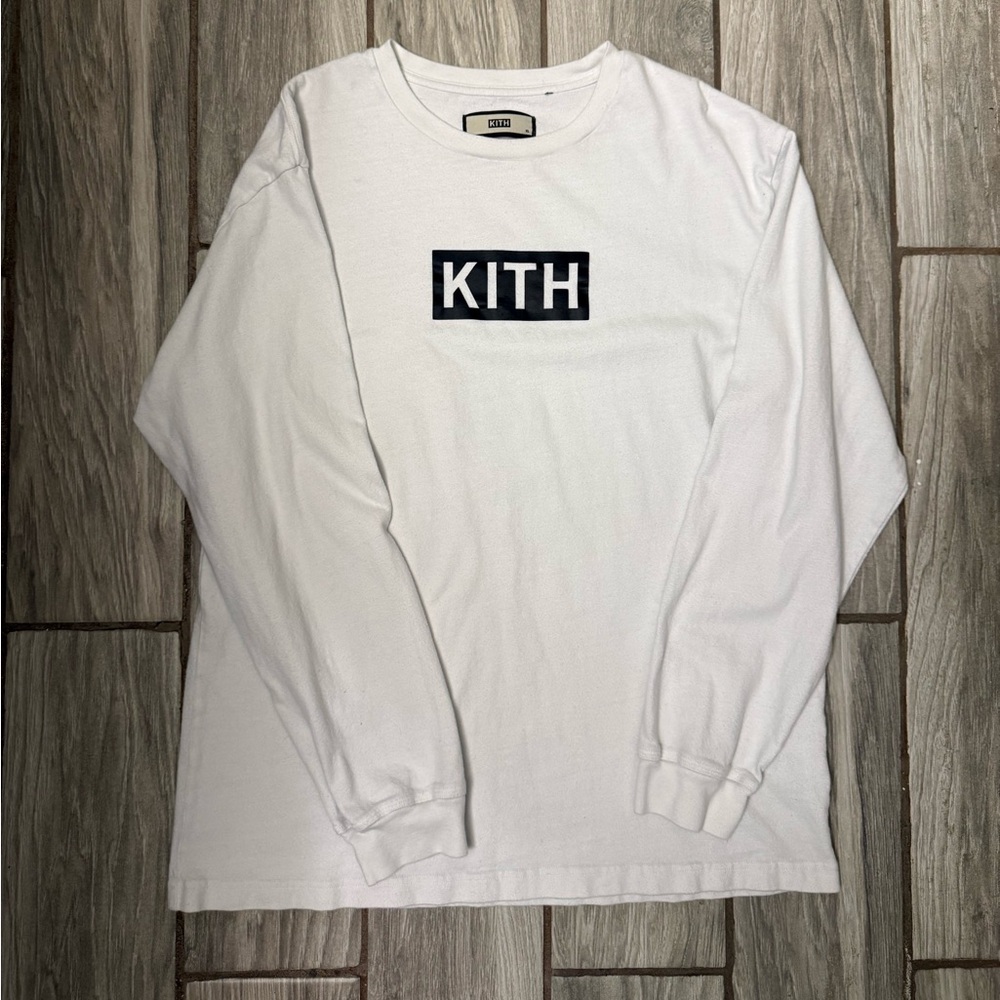 KITH Men’s Box Logo Long Sleeve Shirt White/Black Size XL